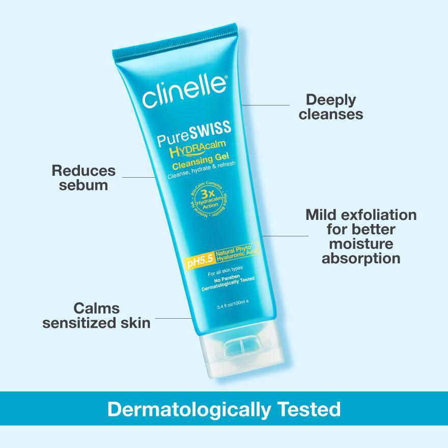 pureswiss hydracalm cleansing gel 100ml - Clinelle