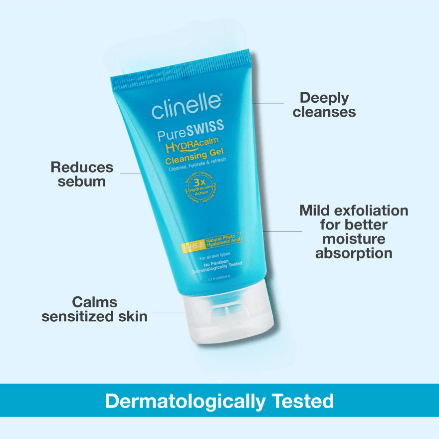 pureswiss hydracalm cleansing gel 50ml - Clinelle