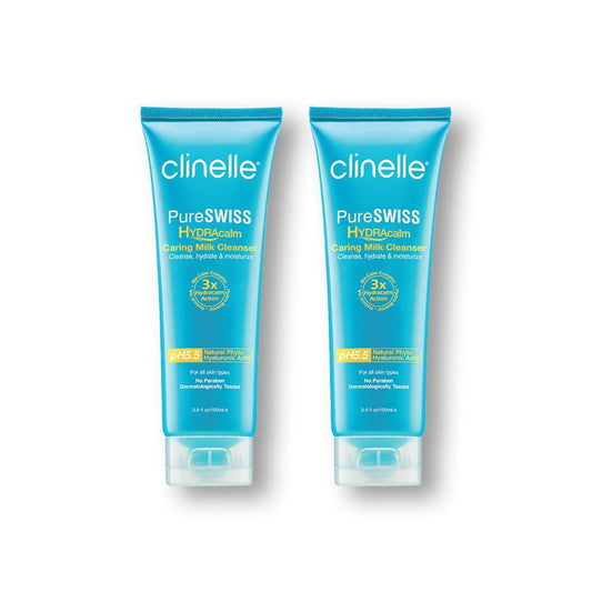 pureswiss hydracalm caring milk cleanser 100ml twin pack - Clinelle